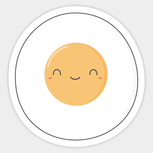 Kawaii Cute Fried Eggs T-Shirt Sticker by happinessinatee